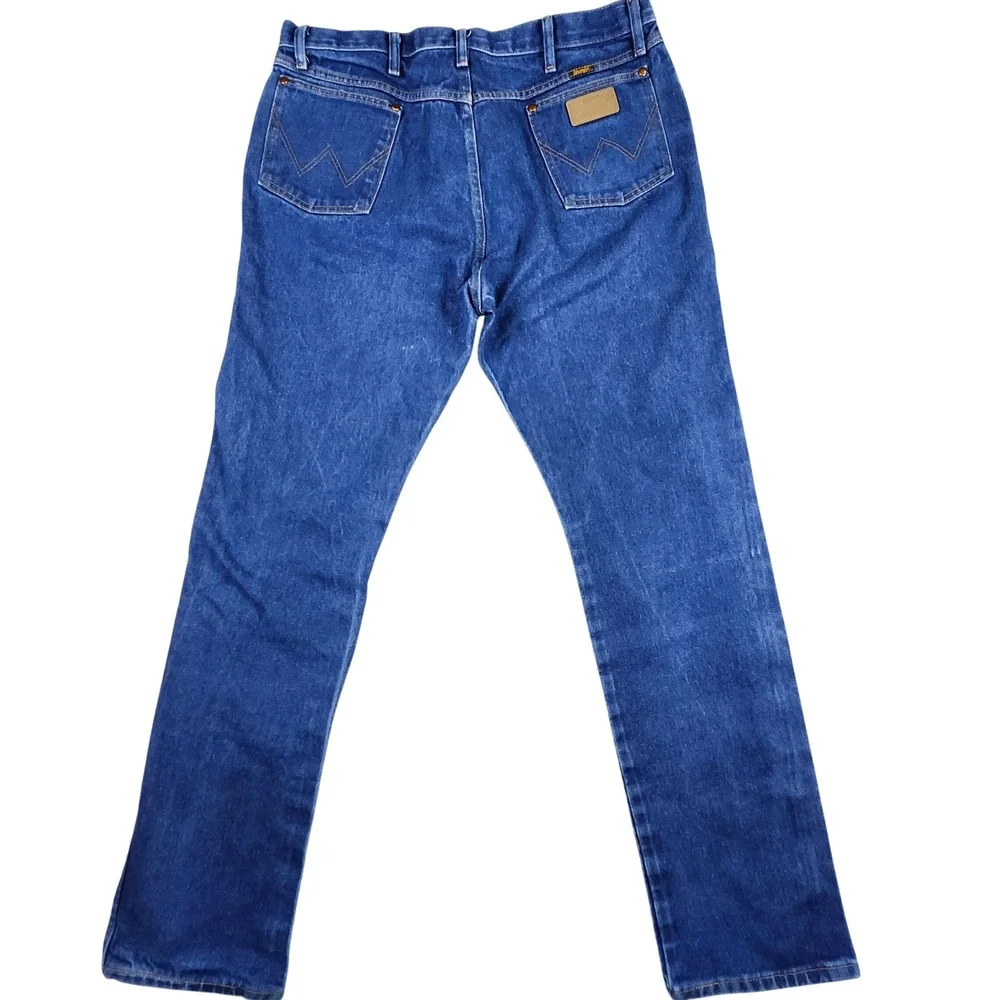 Wrangler 13MWZ Cowboy Cut Jeans Mens 40x36 Blue Denim High Rise Straight Leg
